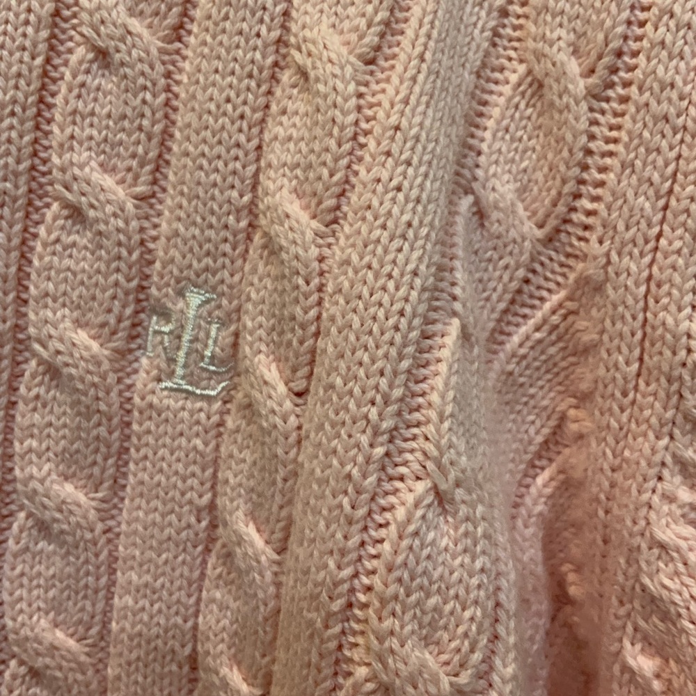 Lauren Ralph Lauren Pink Cable Knit Cotton Sweater XL - Picture 3 of 3